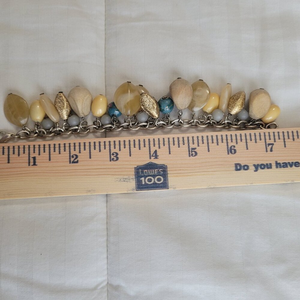 Chico's Dangle Stone Blue Silver Tone Bracelet - Picture 4 of 7